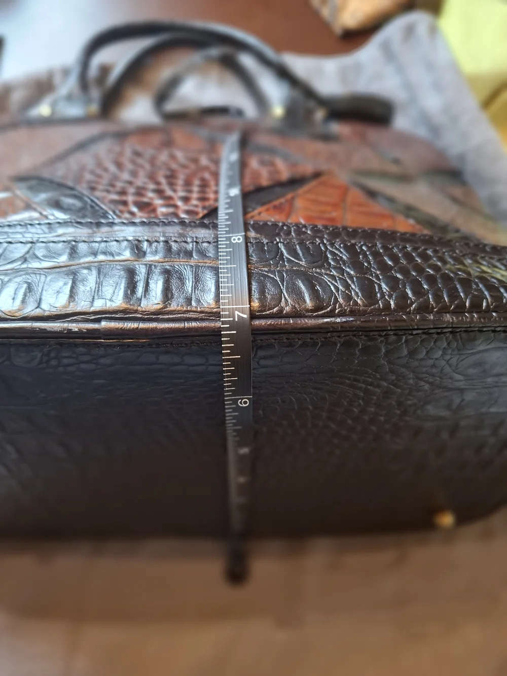 Rare Brahmin Brown & Black Croc-Embossed Satchel with Matching Wallet
